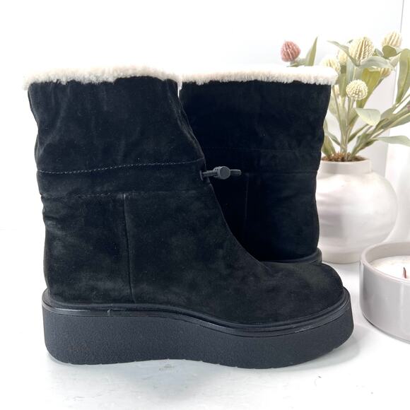 Vince Bellingham Platform Suede Shearling Snow Booties Black Women's 7M NWOB - Picture 6 of 9